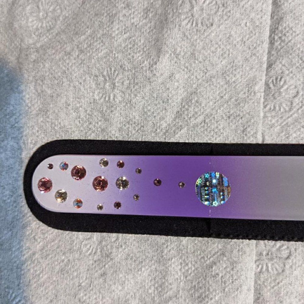 🆕7.5" Purple & White Czech Crystal Nail File W/BEAUTIFUL PURPLE & CLEAR SWA…